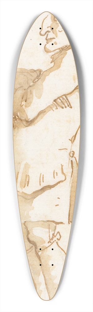 Giovanni Battista Tiepolo - Caricature of a Man with His Arms Folded, Standing in Profile to the Left 39.3 inch art pintail longboard deck