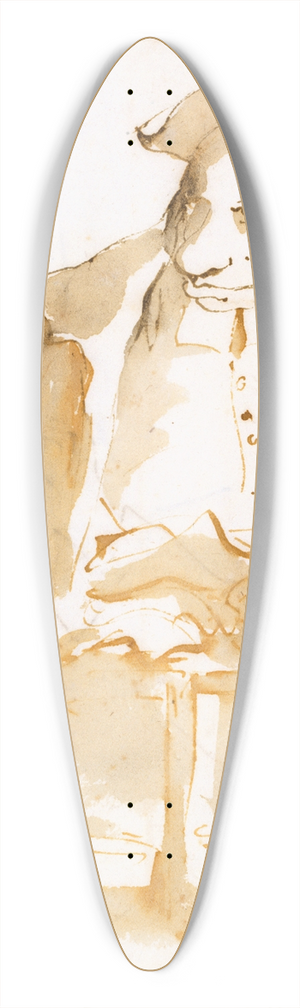 Giovanni Battista Tiepolo - Caricature of a Seated Man with a Book and a Cane 39.3 inch art pintail longboard deck Giovanni Battista Tiepolo - Caricature of a Seated Man with a Book and a Cane 39.3 inch art pintail longboard deck