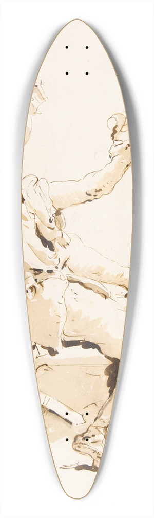 Giovanni Battista Tiepolo - Scherzo di Fantasia; Seated Warrior Holding a Serpent, and Standing Youth 39.3 inch art pintail longboard deck