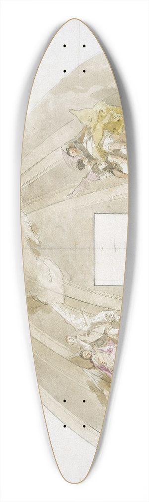 Giovanni Battista Tiepolo - Singing and Music-Making Angels; Preparatory drawing for the ceiling of Udine Cathedral 39.3 inch art pintail longboard deck
