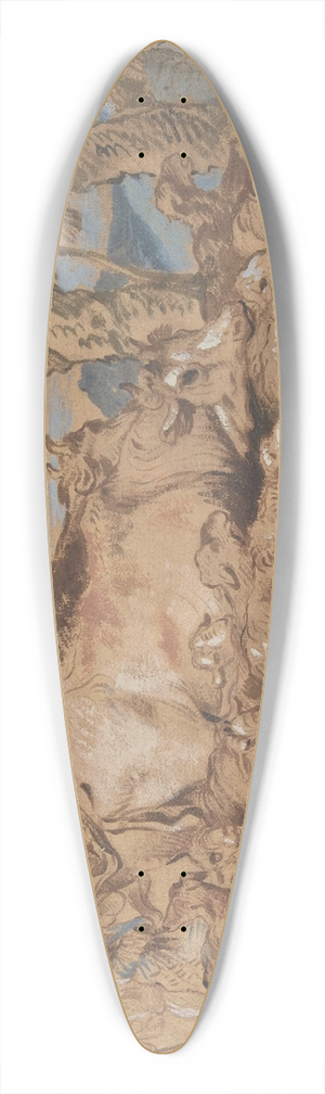 Giovanni Benedetto Castiglione - Pastoral Scene; Nomads with Sheep and Cattle 39.3 inch art pintail longboard deck