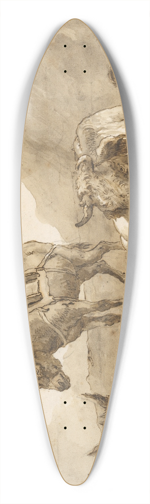 Giovanni Domenico Tiepolo - A Bull Lying Down, and Two Donkeys, in a Landscape 39.3 inch art pintail longboard deck