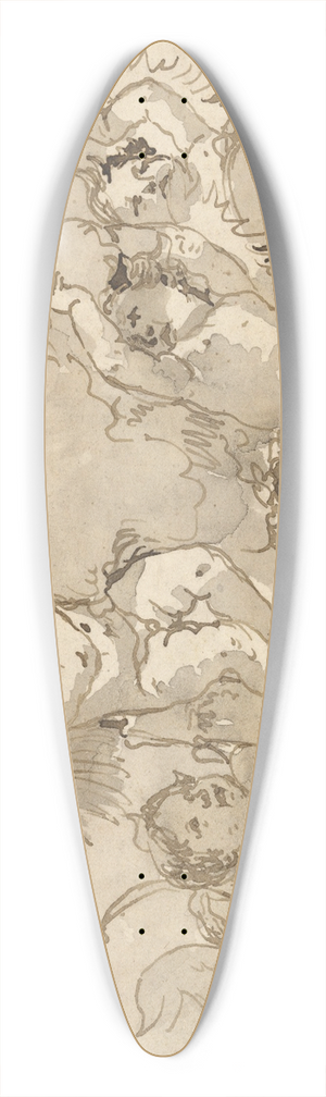 Giovanni Domenico Tiepolo - Cupid Blindfolded in the Clouds, with Five Attendant Putti 39.3 inch art pintail longboard deck