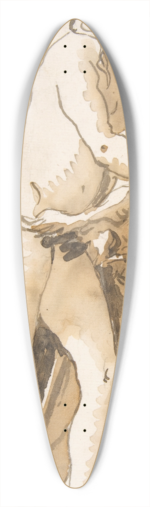 Giovanni Domenico Tiepolo - Study of a Garden Sculpture; Leda 39.3 inch art pintail longboard deck Giovanni Domenico Tiepolo - Study of a Garden Sculpture; Leda 39.3 inch art pintail longboard deck