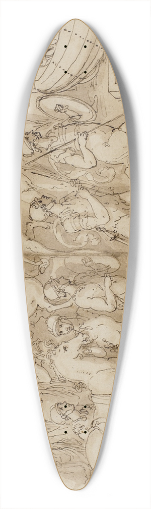 Giovanni Guerra - De belejrede romere modtager forstrkninger fra den anden side; romerne p march med kejseren; bde med skjolde trkkes over en bro i oksekrrer 39.3 inch art pintail longboard deck