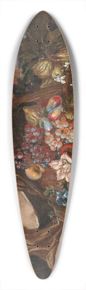 Giovanni Paolo Castelli - Flowers and fruit on a stone ledge with a young woman 39.3 inch art pintail longboard deck