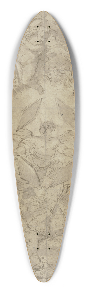 Girolamo Troppa - Blumenkranz, von Engeln getragen, ein Engel trgt einen Kardinalshut 39.3 inch art pintail longboard deck