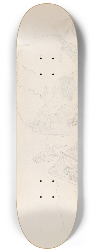 Adolph Tidemand - To mannsfigurer som raster ved en klippe 8.25 inch art skate deck Adolph Tidemand - To mannsfigurer som raster ved en klippe 8.25 inch art skate deck