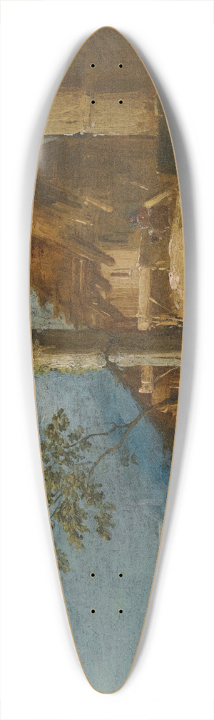 Giuseppe Bernardino Bison - A Capriccio Fluvial Landscape With Figures In A Boat In The Foreground 39.3 inch art pintail longboard deck