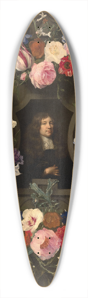 Gonzales Coques - Portrait of a Man in a Guirland 39.3 inch art pintail longboard deck Gonzales Coques - Portrait of a Man in a Guirland 39.3 inch art pintail longboard deck