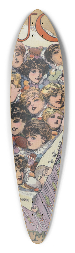 Gordon Grant - Puck Christmas 1909 39.3 inch art pintail longboard deck