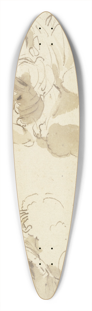 Guercino - Two angels in clouds 39.3 inch art pintail longboard deck