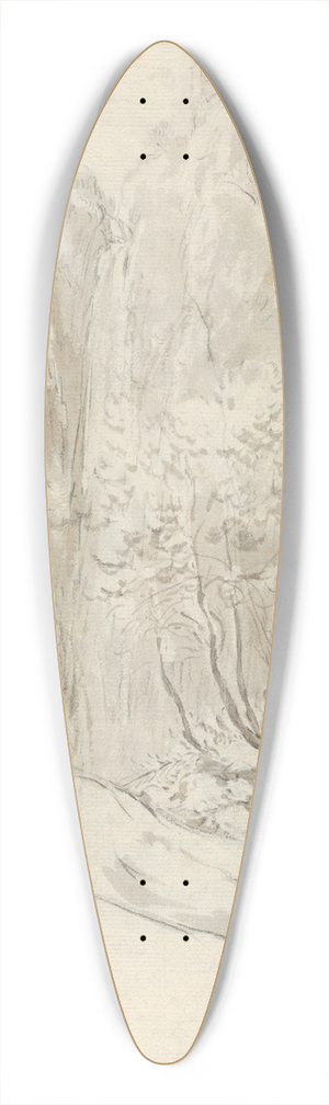 Guilliam du Gardijn - View of a Waterfall in Tivoli From Within a Cave 39.3 inch art pintail longboard deck