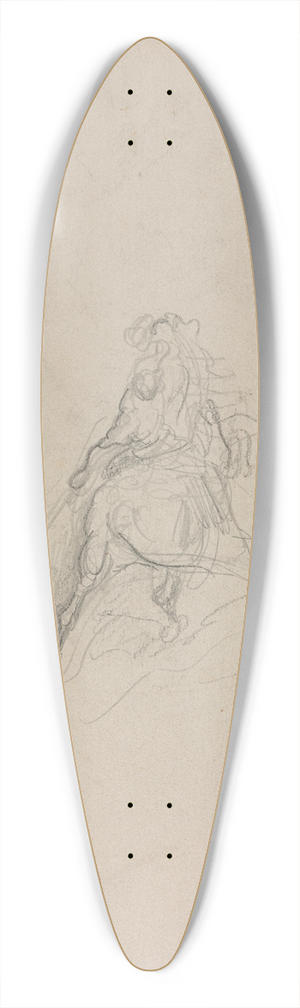 Gustave Dor - Sketch of Hunting Scene (verso) 39.3 inch art pintail longboard deck