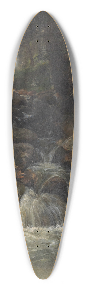 Gustav Friedrich Papperitz - Waldinneres mit Wasserfall 39.3 inch art pintail longboard deck