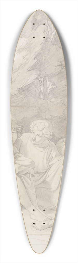 Gustav Heinrich Naecke - Drei Hirten mit Schafen und Ziegen an einer Baumgruppe sitzend 39.3 inch art pintail longboard deck