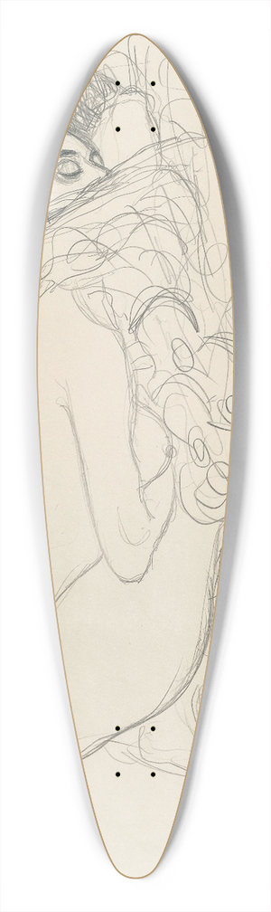 Gustav Klimt - Semi-Nude leaning forward (Preparatory Work for the Painting Leda) 39.3 inch art pintail longboard deck
