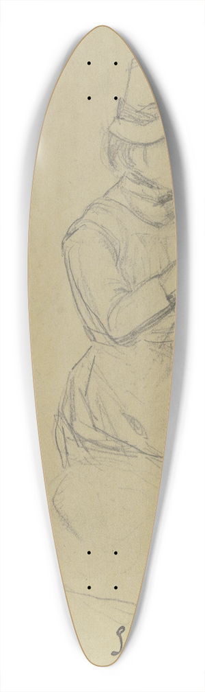 Gustav Schraegle - Strickendes Mdchen mit Hut 39.3 inch art pintail longboard deck Gustav Schraegle - Strickendes Mdchen mit Hut 39.3 inch art pintail longboard deck