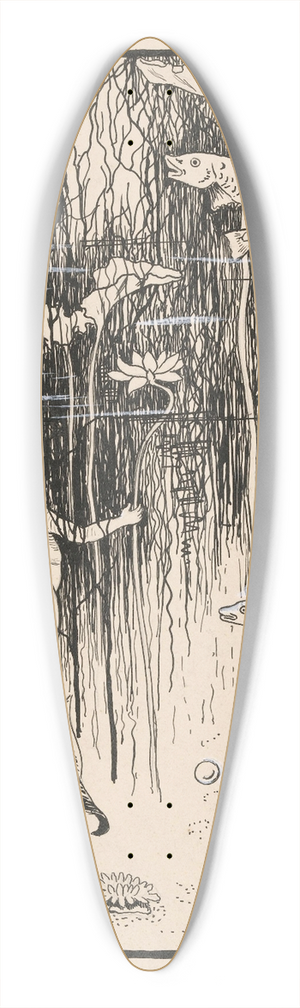Gust van de Wall Pern - Jongen met een vissenstaart onder water tussen vissen en planten 39.3 inch art pintail longboard deck