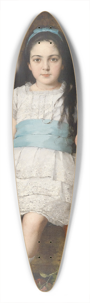 Gyrgy Vastagh - Portrait of a girl in a white dress with a blue sash 39.3 inch art pintail longboard deck