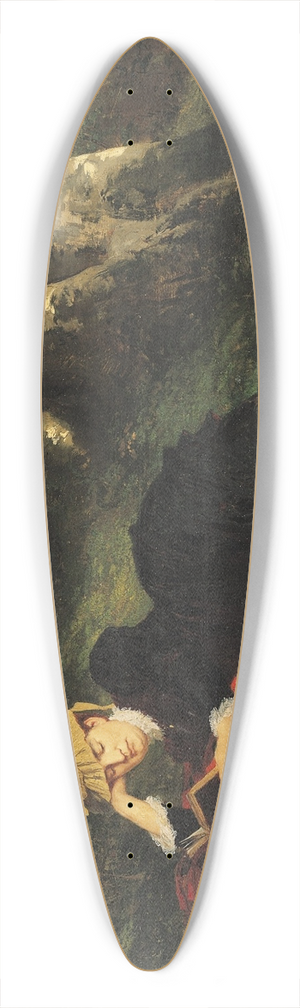 Gyula Benczr - Woman Reading in a Forest 39.3 inch art pintail longboard deck