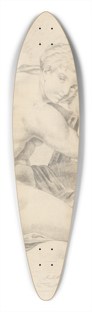Gyula Benczr - Woman with a dolphin 39.3 inch art pintail longboard deck Gyula Benczr - Woman with a dolphin 39.3 inch art pintail longboard deck