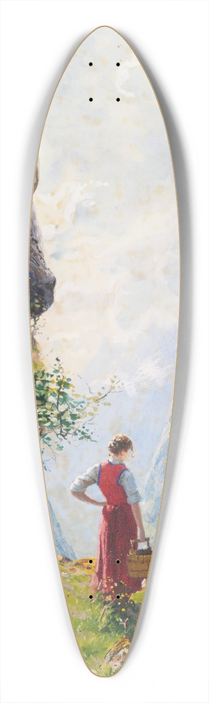 Hans Dahl - A Young Girl By A Fjord 39.3 inch art pintail longboard deck