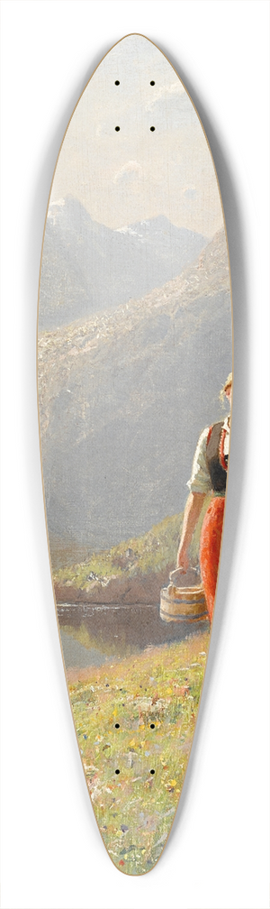 Hans Dahl - A young girl with a basket in the mountains 39.3 inch art pintail longboard deck