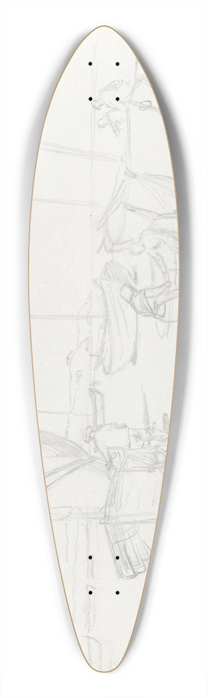 Hans Gude - Figurer og bter p stranden 39.3 inch art pintail longboard deck