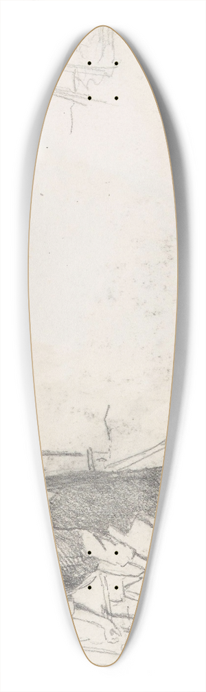 Hans Gude - Kvinnefigur med trekar 39.3 inch art pintail longboard deck
