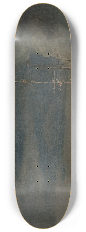 Charles Brooking - A Two-Decker on Fire at Night off a Fort 8.25 inch art skate deck