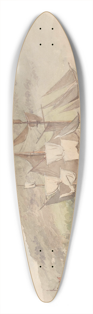 Hans Gude - Skip i Bjrvika 39.3 inch art pintail longboard deck