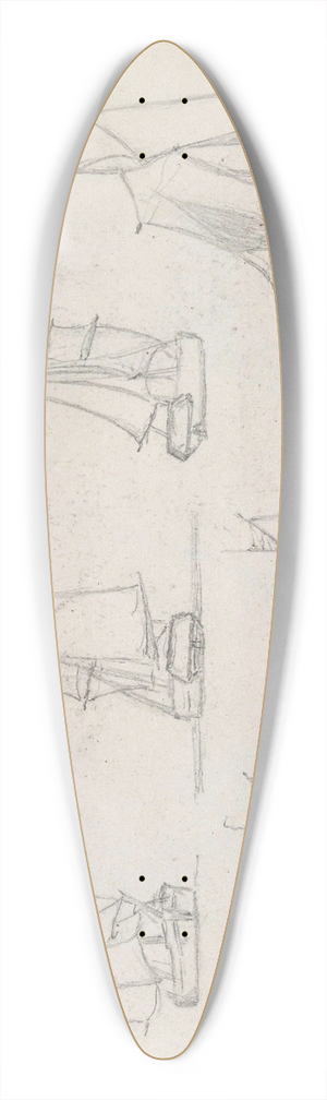 Hans Gude - Studier av seilskip 39.3 inch art pintail longboard deck
