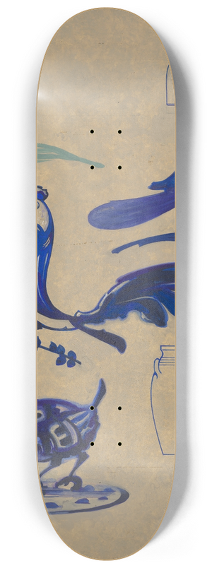 Charles Caseau - Bird Decorations on Jug 8.25 inch art skate deck