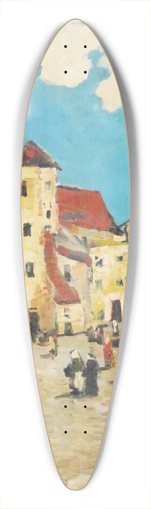 Hans Ruzicka-Lautenschlger - Mediterranes Stadtmotiv mit belebtem Hof 39.3 inch art pintail longboard deck