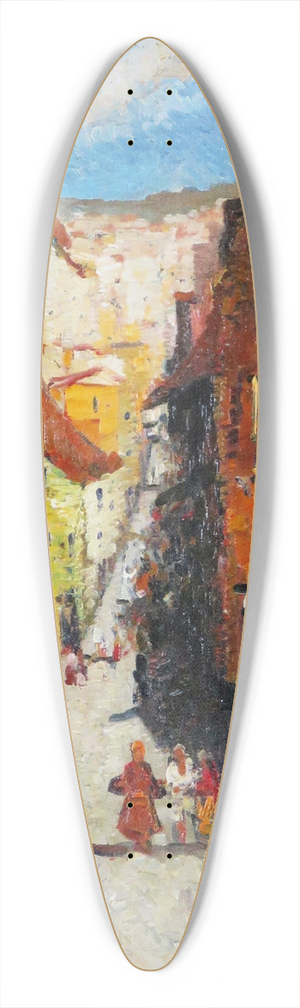 Hans Ruzicka-Lautenschlger - Mediterranes Stadtmotiv mit belebter Gasse 39.3 inch art pintail longboard deck