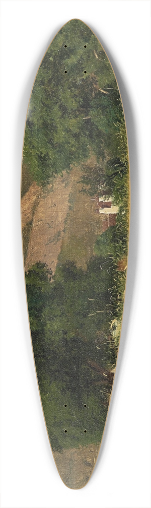 Hans Thoma - Meadow with two big trees 39.3 inch art pintail longboard deck