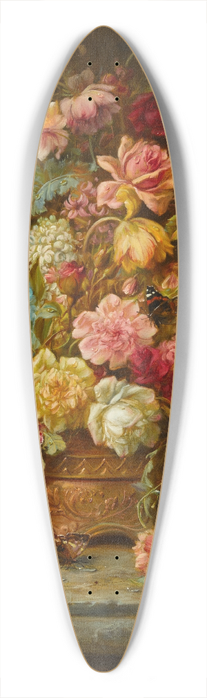 Hans Zatzka - A still life with flowers in a jardiniere resting on a ledge 39.3 inch art pintail longboard deck