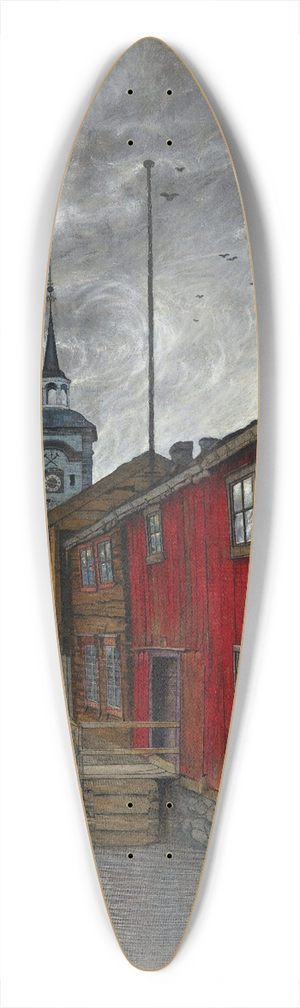 Harald Sohlberg - Street in Rros 39.3 inch art pintail longboard deck