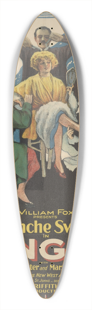H.C. Miner Litho. Co. - William Fox presents Blanche Sweet in Singed with Warner Baxter and Mary McAllister 39.3 inch art pintail longboard deck