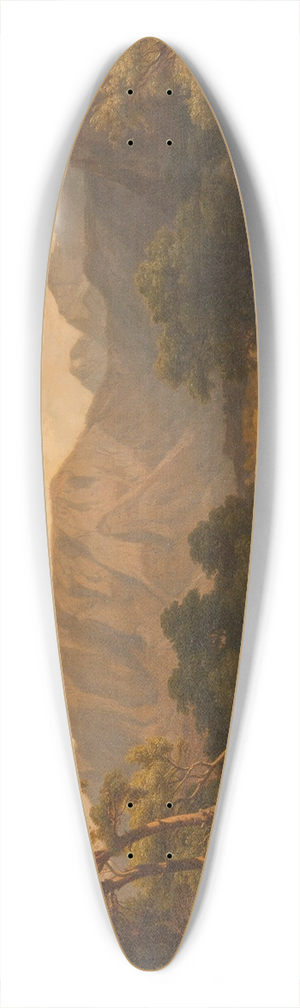 Heinrich Funk - Mountain lake with herons 39.3 inch art pintail longboard deck