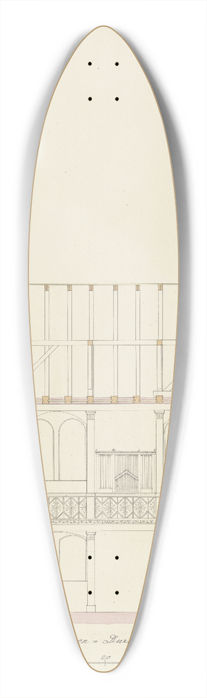 Heinrich Hbsch - Lngsschnitt durch eine Kirche fr die Gemeinde Friedrichsdorf 39.3 inch art pintail longboard deck