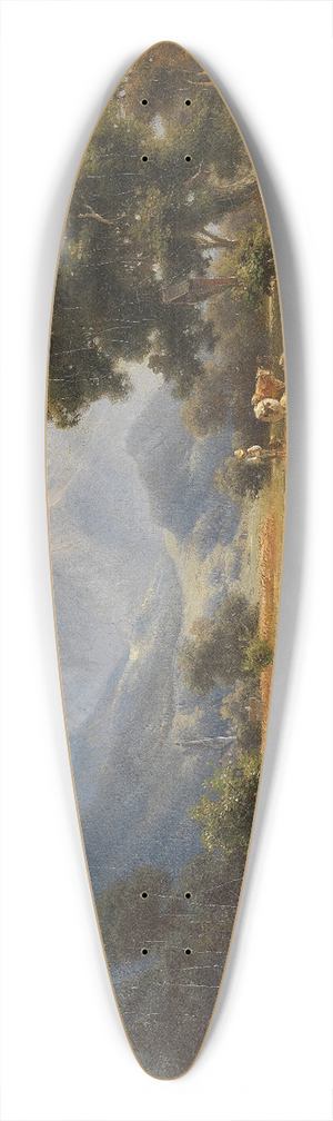 Heinrich Hfer - Hirtenjunge mit Vieh bei Partenkirchen mit Blick auf das Wettersteingebirge 39.3 inch art pintail longboard deck