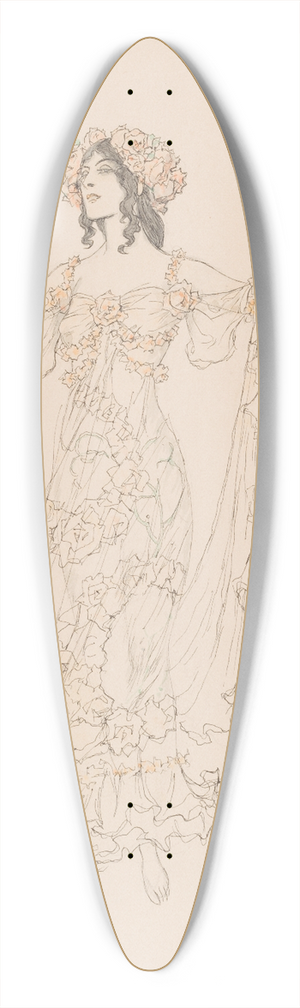 Heinrich Lefler - Rose 39.3 inch art pintail longboard deck