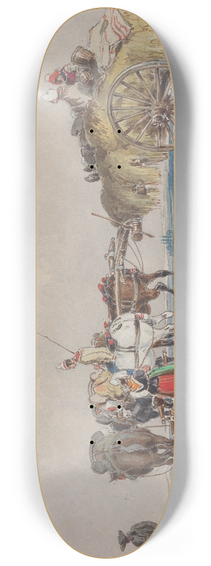 Charles Cooper Henderson - A Hay Wagon Drawn by Four Horses 8.25 inch art skate deck