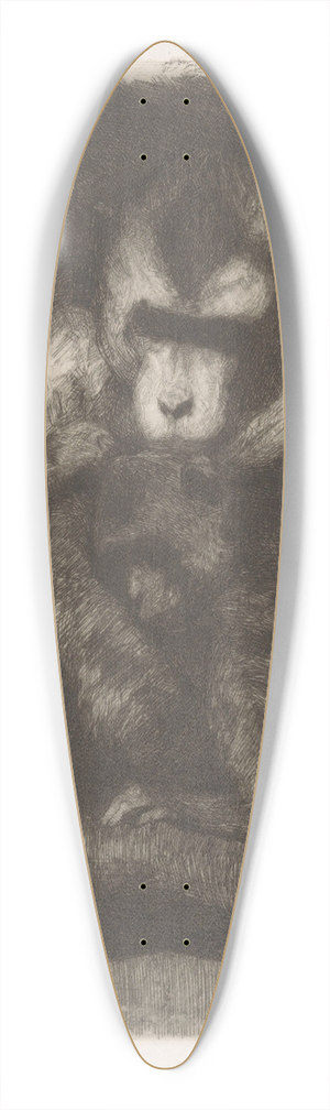 Heinrich M. Krabb - Vlooiende apen 39.3 inch art pintail longboard deck