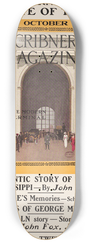 Adolph Treidler - The modern terminal, the gate of the city. October, scribners magazine 8.25 inch art skate deck