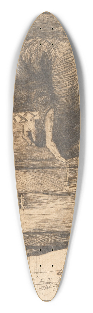 Heinrich Vogeler - Die Hexe mit Eule 39.3 inch art pintail longboard deck