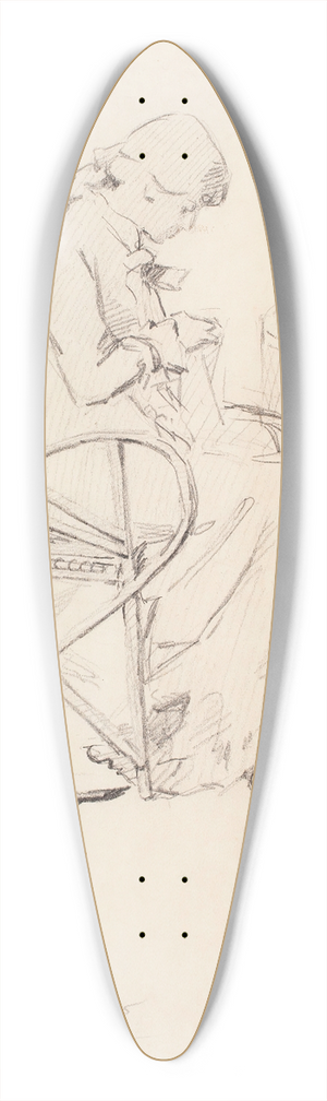 Helene Schjerfbeck - Luonnoksia, ompeleva tytt, pyt, viinilasi, nainen selin 39.3 inch art pintail longboard deck