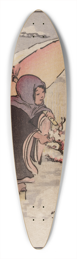 Helen Hyde - Little Pink Plum 39.3 inch art pintail longboard deck